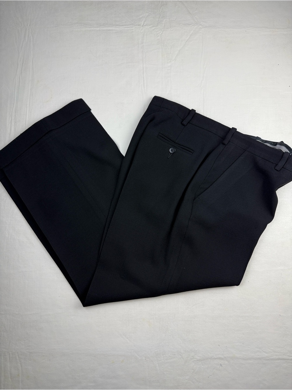 Giorgio Armani Women's Black Flat Front Dress Cuffed Pants Pockets Size 48P